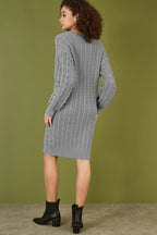 Yumi Grey Cable Knit Tunic Dress