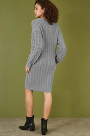 Yumi Grey Cable Knit Tunic Dress