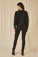 Mela Black Sequin Flower Jumper