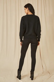 Mela Black Sequin Flower Jumper