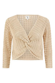 Yumi Beige Cotton Crochet Knitted Top
