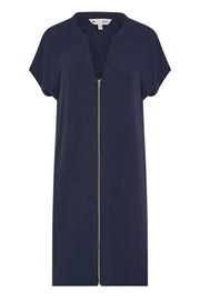 Yumi Navy Viscose Zip Tunic Dress