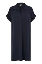 Yumi Navy Relaxed Fit Collared Tunic Dress