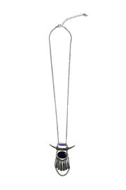 Sparrow Horn And Stone Necklace Silver