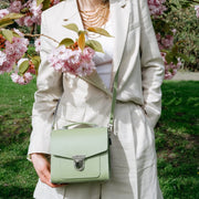 Handmade Leather Sugarcube Handbag - Sage Green