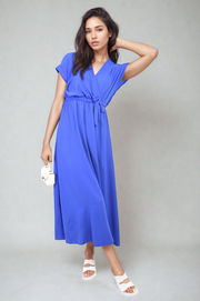 Francesca Wrap Tie Waist Short Sleeve Midi Dress