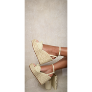 Knot Decor Ankle Strap Wedge Sandals