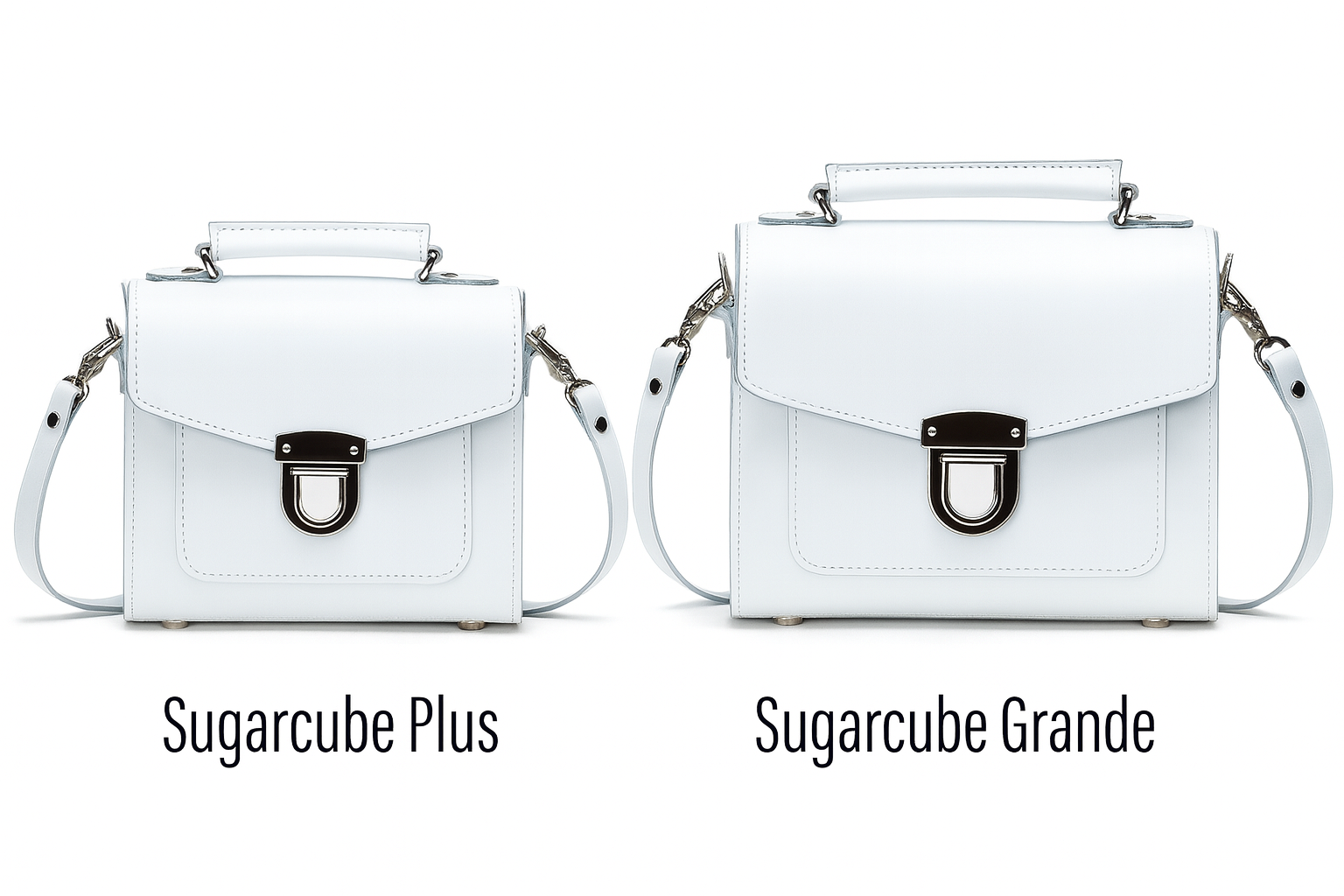 Handmade Leather Sugarcube Handbag - White