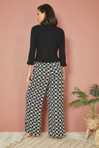 Yumi Black Tie Up Ribbed Cardigan With Frill Hem