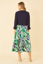 Yumi Navy Cropped Cardigan With Bell Sleeves