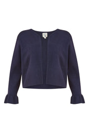 Yumi Navy Cropped Cardigan With Bell Sleeves